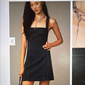 New with tags Anthology - studded square neck denim mini dress